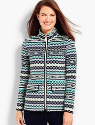 Fair Isle Print Fleece Jacket