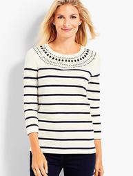 Embellished Stripe Pullover
