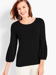 Gathered-Sleeve Jersey Top