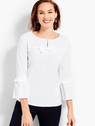 Bell-Sleeve Top With Bow