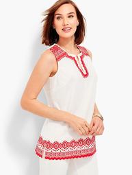 Embroidered Poplin Shell
