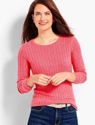 Tweed Cable Crewneck Sweater