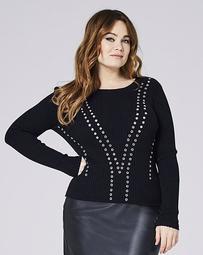 Ribbed Sweater With Eyelets