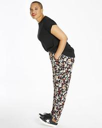 Floral Print Stretch Jersey Harem Tapered Leg Trousers Short