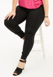 the plus size plaid pull on bengaline skinny ankle pant