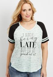 plus size being late graphic tee