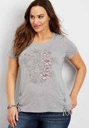 plus size floral skull tee