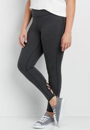plus size 7/8 legging with strappy bottom hems