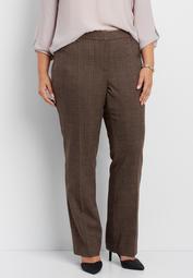 the plus size slim boot pant in brown plaid