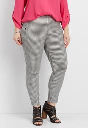 plus size gingham bengaline skinny ankle pants