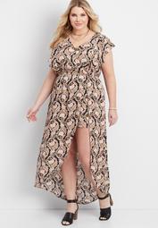 plus size walkthrough maxi dress with flutter sleeves