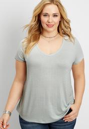 plus size 24/7 v-neck tee with stripes