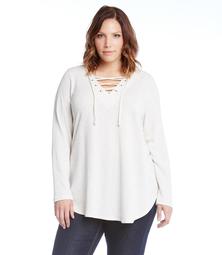 Plus Size Lace Up Tee