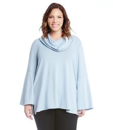 Plus Size Flare Sleeve Cowl Neck Top