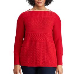 Plus Size Chaps Textured Boatneck Sweater
