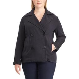 Plus Size Chaps French Terry Double Breasted Jacket