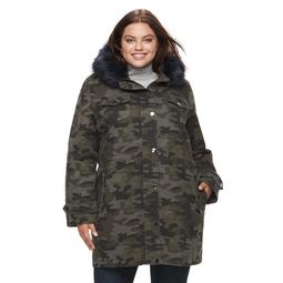 Plus Size Apt. 9® Hooded Faux-Fur Trim Cotton Parka