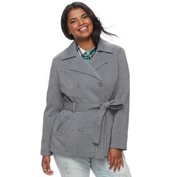 Juniors' Plus Size J-2 Double Breasted Coat