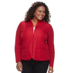 Plus Size Croft & Barrow® Quilted Full-Zip Sweater Jacket