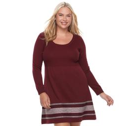 Juniors' Plus Size Cloud Chaser Ribbed Sweater Dress