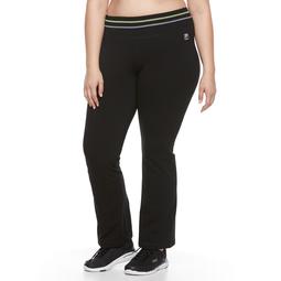 Fila - Black Green Cropped Activewear Leggings Polyester Spandex