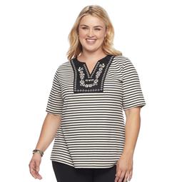 Plus Size Croft & Barrow® Floral Embroidered Top
