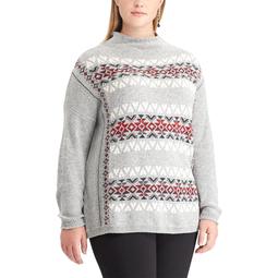 Plus Size Chaps Fairisle Mockneck Sweater