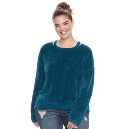 Juniors' Plus Size Mudd® Cut-Out Collar Sweater