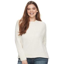Juniors' Plus Size Mudd® Rolled Hem Chenille Sweater