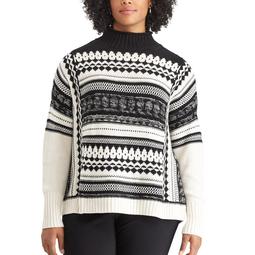Plus Size Chaps  Jacquard Mockneck Sweater
