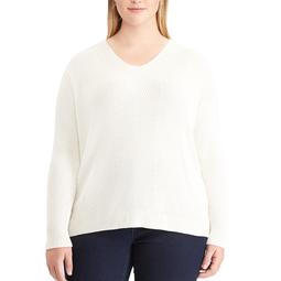 Plus Size Chaps Chevron V-Neck Sweater