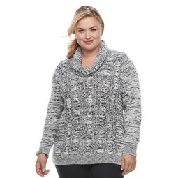 Plus Size Croft & Barrow® Space-Dyed Cowlneck Sweater