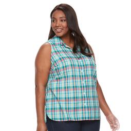 Plus Size Women's Croft & Barrow® Button-Front Sleeveless Shirt