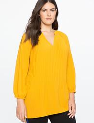 Pleated V-Neck Top