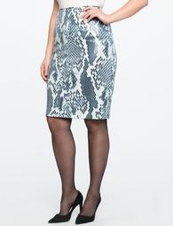 Printed Sequin Pencil Skirt