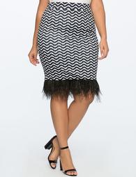 Printed Skirt with Feather Hem