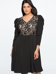 Lace Front Fit & Flare Dress
