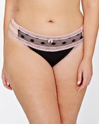 Thong Panty with Polka Dots and Lace - Déesse Collection
