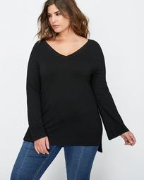 L&L V-Neck Sweater with Detail at Back