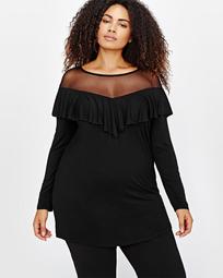 Michel Studio Long Sleeve Tunic With Mesh Detail