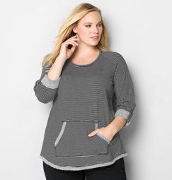 Stripe Pullover with Pouch
