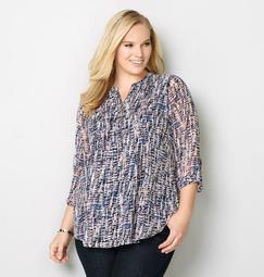 Blue Printed Popover Top