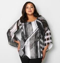 Abstract Overlay Blouse