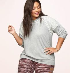 Lace Shoulder French Terry Sweatshirt