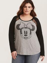 Disney Minnie Mouse Grey & Black Raglan Tee