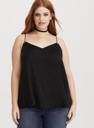 Runway Collection - Black Chain Matte Satin Swing Cami