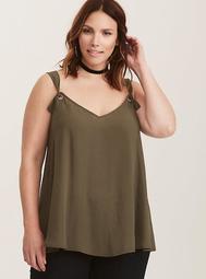 Olive Green Georgette O-Ring Cami