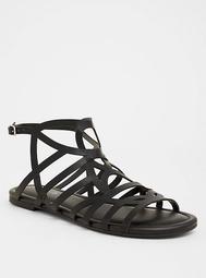 Black Geometric Gladiator Sandals (Wide Width)