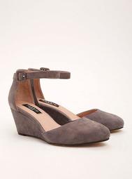 Torrid Collection Genuine Suede Ankle Strap Mini Wedges (Wide Width)