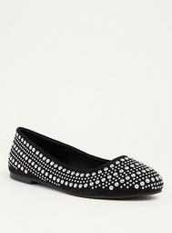 All Over Stud Almond Toe Flats (Wide Width)